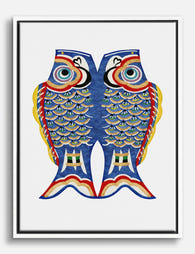 Blue Koi Harmony Canvas Print White