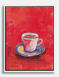 Bold Red Coffee Moment Canvas Print - White