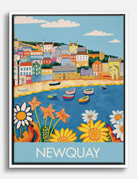 Colorful Newquay Harbour Canvas Print White