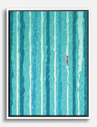 Serene Swim Lines Canvas Print White