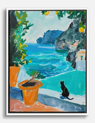 Matisse Inspired Coastal View Canvas Print White