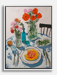 Summer Table Gathering Canvas Print White