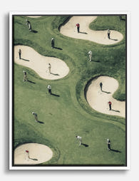 Playful Golfers Gathering Canvas Print White