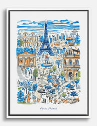 Parisian Cityscape Chic Canvas Print White