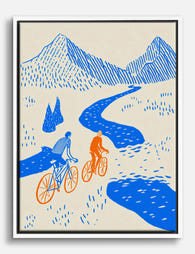 River Valley Cyclists Canvas Print White