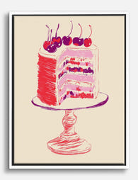 Cherry Layer Cake Bliss Canvas Print White