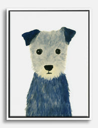 Blue Pup Portrait Canvas Print White