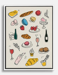 Parisian Café Treats Canvas Print White