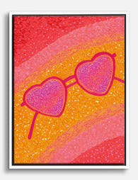 Heart Eyes Sunglasses Vibes Canvas Print White