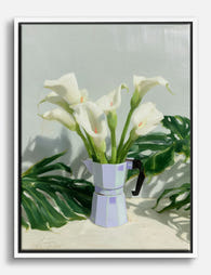 Calla Lilies & Coffee Charm Canvas Print White