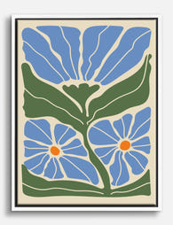 Blue Petal Boho Blossoms Canvas Print White