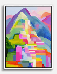 Vibrant Machu Picchu Vista Canvas Print White