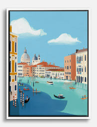 Charming Venice Canal Scene Canvas Print White