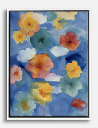Floating Pansy Blooms Canvas Print - White