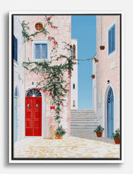 Sunlit Puglia Courtyard Canvas Print - White