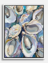 Coastal Oyster Shells Canvas Print - White