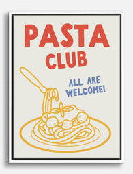 Pasta Club Welcome Poster Canvas Print - White