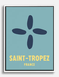 Saint Tropez Graphic Poster Canvas Print White