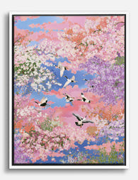 Sakura Flight Symphony Canvas Print White