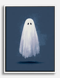 Playful Ghost on Blue Canvas Print White