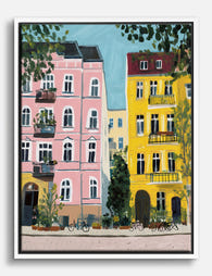 Pastel Berlin Streetscape Canvas Print White