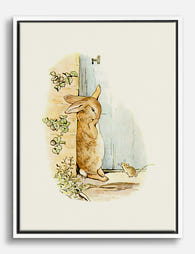 Beatrix Potter Bunny & Mouse Canvas Print - White