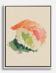 Watercolor Sushi Roll Canvas Print White