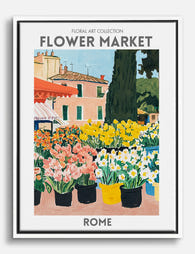 Rome Flower Market Vibes Canvas Print White