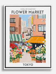 Tokyo Floral Vibe Canvas Print White