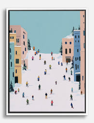 Winter Stroll in Pastel Canvas Print White