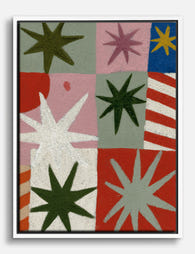 Starburst Patchwork Canvas Print White