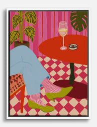 Chic Lounge Evening Canvas Print White