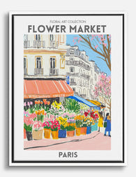 Parisian Flower Stroll Canvas Print White