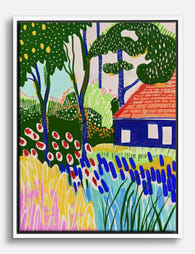Colorful Cottage Garden Canvas Print White
