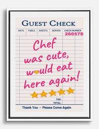 Chef’s Five Star Review Canvas Print White