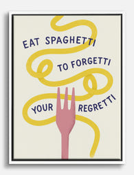 Spaghetti & Sunshine Quote Canvas Print White