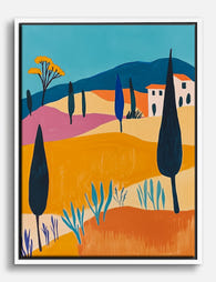 Vibrant Tuscan Hillside Canvas Print White