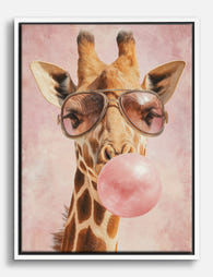 Bubblegum Giraffe Chic Canvas Print White