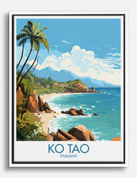 Ko Tao Coastal View Canvas Print White