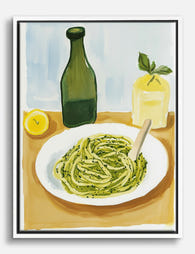 Pesto Pasta Still Life Canvas Print White