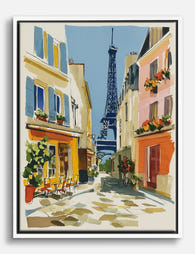 Parisian Street View Canvas Print - White