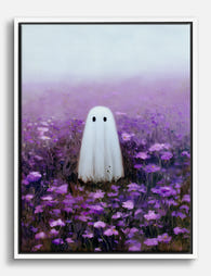 Ghost in Lavender Bloom Canvas Print White