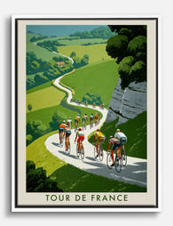Rolling Hills Cyclists Canvas Print White