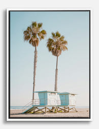Pastel Palms by the Sea Canvas Print White