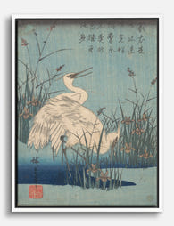 White Heron by Hiroshige Canvas Print White