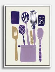 Modern Kitchen Tools Canvas Print White
