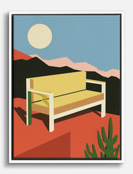 Desert Oasis Bench Canvas Print White