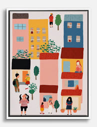 City Life in Color Canvas Print White