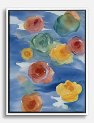 Blushing Watercolor Blooms Canvas Print - White