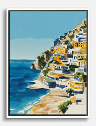 Positano Coastline Charm Canvas Print - White
